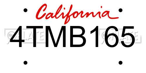 4TMB165 California License Plate