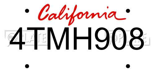 4TMH908 California License Plate