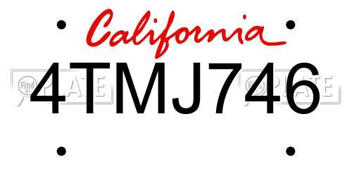4TMJ746 California License Plate