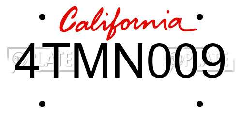 4TMN009 California License Plate