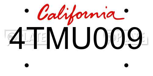 4TMU009 California License Plate