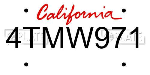 4TMW971 California License Plate