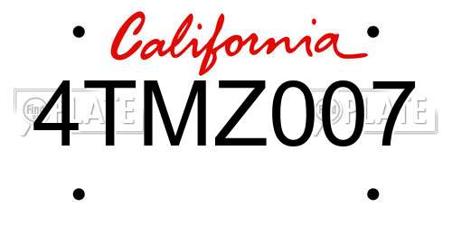 4TMZ007 California License Plate