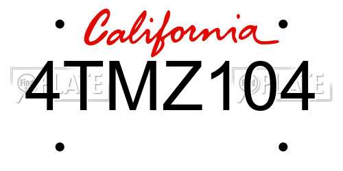4TMZ104 California License Plate