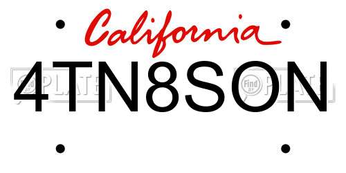 4TN8SON California License Plate