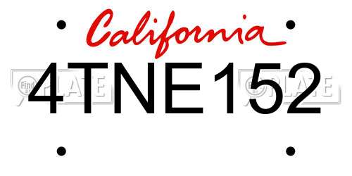 4TNE152 California License Plate