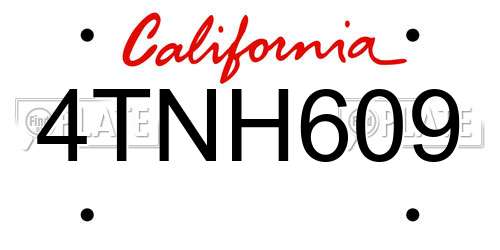 4TNH609 California License Plate