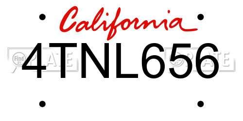 4TNL656 California License Plate