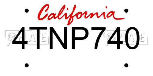 4TNP740 California License Plate