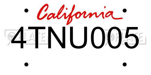 4TNU005 California License Plate