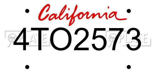 4TO2573 California License Plate