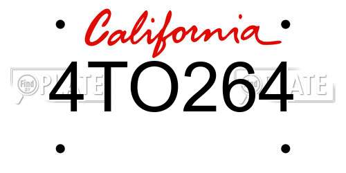 4TO264 California License Plate