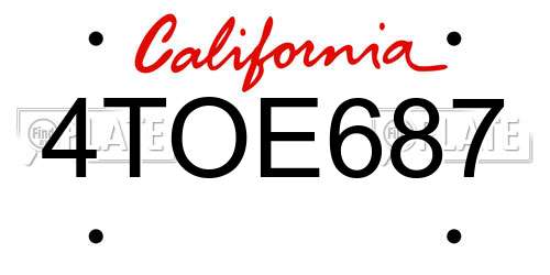 4TOE687 California License Plate
