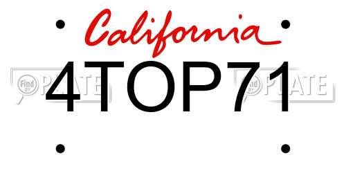 4TOP71 California License Plate