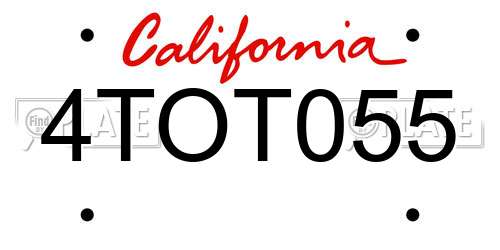 4TOT055 California License Plate