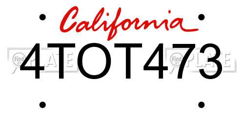 4TOT473 California License Plate
