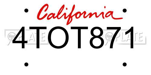 4TOT871 California License Plate