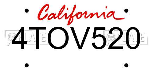 4TOV520 California License Plate