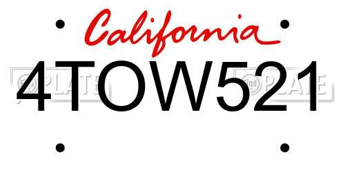 4TOW521 California License Plate