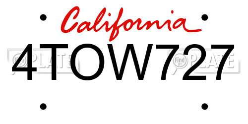 4TOW727 California License Plate