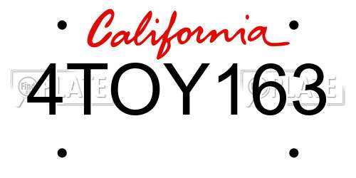 4TOY163 California License Plate