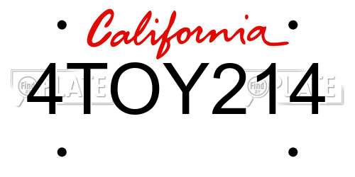 4TOY214 California License Plate