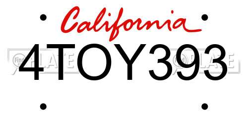 4TOY393 California License Plate