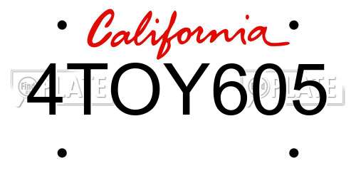 4TOY605 California License Plate