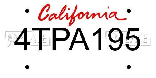 4TPA195 California License Plate
