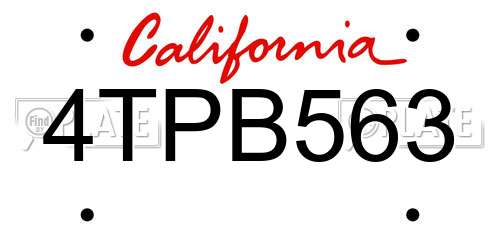 4TPB563 California License Plate