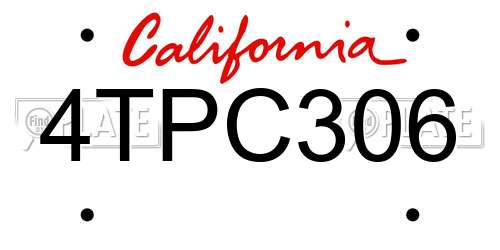 4TPC306 California License Plate