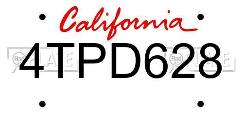 4TPD628 California License Plate
