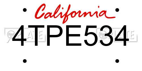 4TPE534 California License Plate