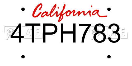 4TPH783 California License Plate