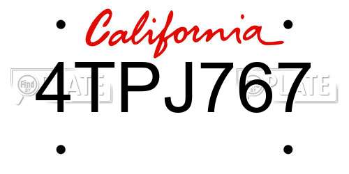 4TPJ767 California License Plate