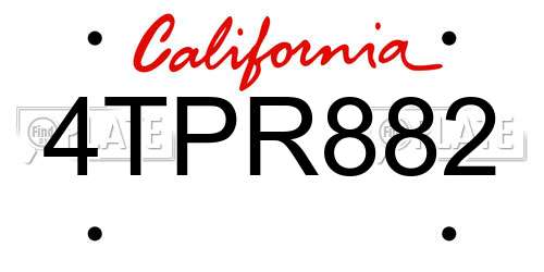 4TPR882 California License Plate