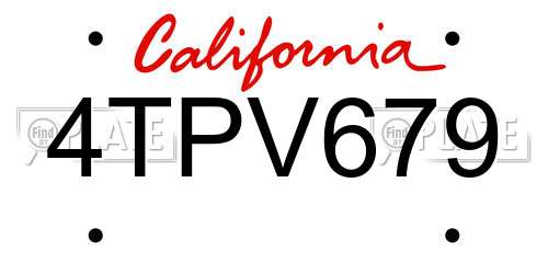 4TPV679 California License Plate