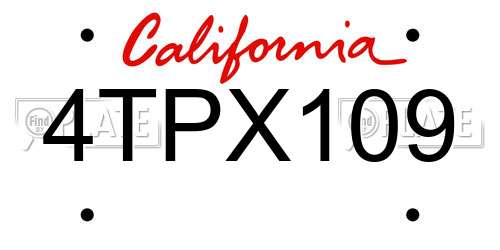 4TPX109 California License Plate