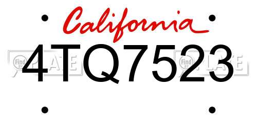 4TQ7523 California License Plate