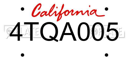 4TQA005 California License Plate