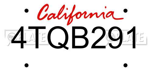 4TQB291 California License Plate