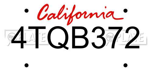 4TQB372 California License Plate