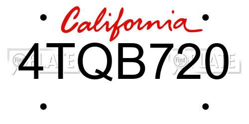 4TQB720 California License Plate