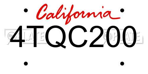 4TQC200 California License Plate