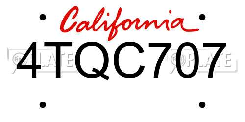 4TQC707 California License Plate