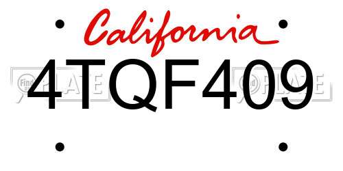 4TQF409 California License Plate