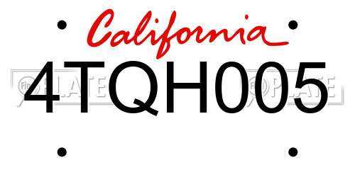 4TQH005 California License Plate