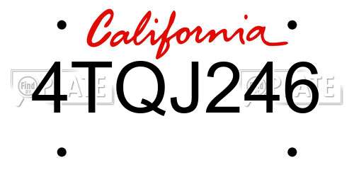 4TQJ246 California License Plate