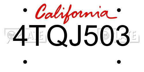 4TQJ503 California License Plate