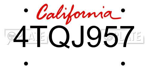 4TQJ957 California License Plate
